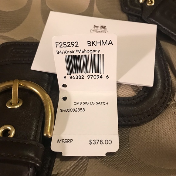 Coach Signature Campbell Large Satchel Bag Khaki - Picture 6 of 8